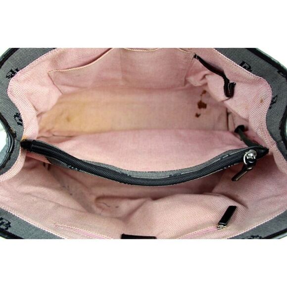 DOONEY & BOURKE GRAY DB CANVAS BLACK REAL LEATHER TRIM SHOULDER BAG TOTE HANDBAG - Picture 11 of 16